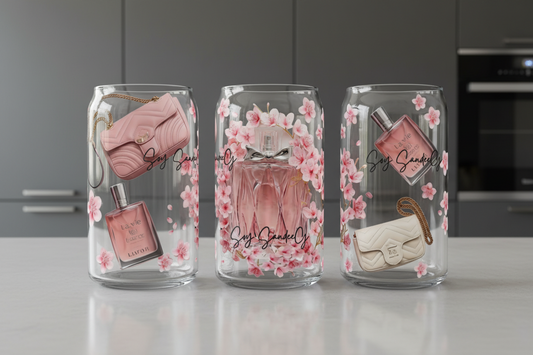 Pink Perfume & Bags - UVDTF wrap for cups/hard surfaces sticker