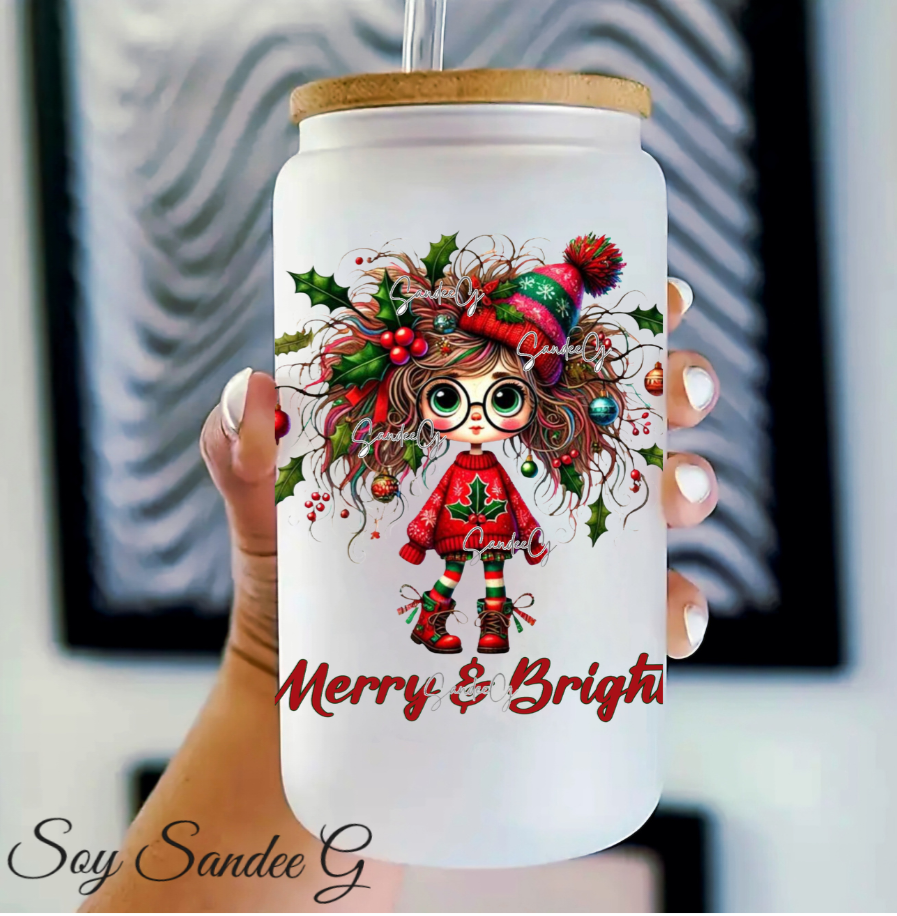 Merry & Bright Girl - UVDTF Decal for cups/hard surfaces sticker