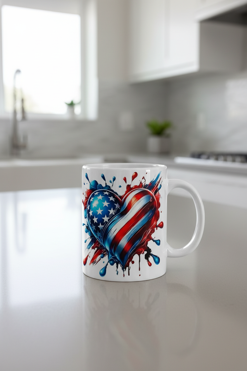 USA Heart #2 - UVDTF Decal for cups/hard surfaces sticker