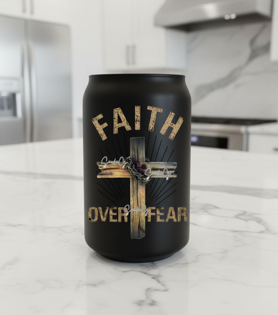 Faith Over Fear Wood Cross - UVDTF Decal for cups/hard surfaces sticker