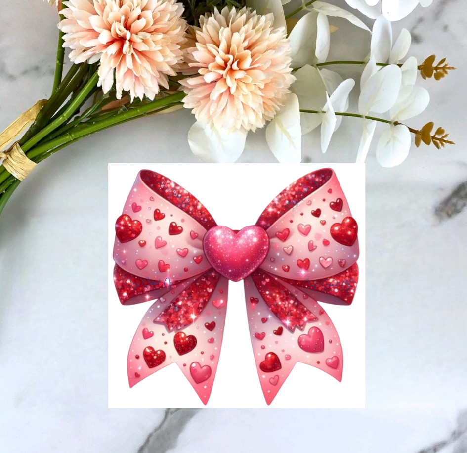 Red Hearts Coquette Bow - UVDTF Decal for cups/hard surfaces