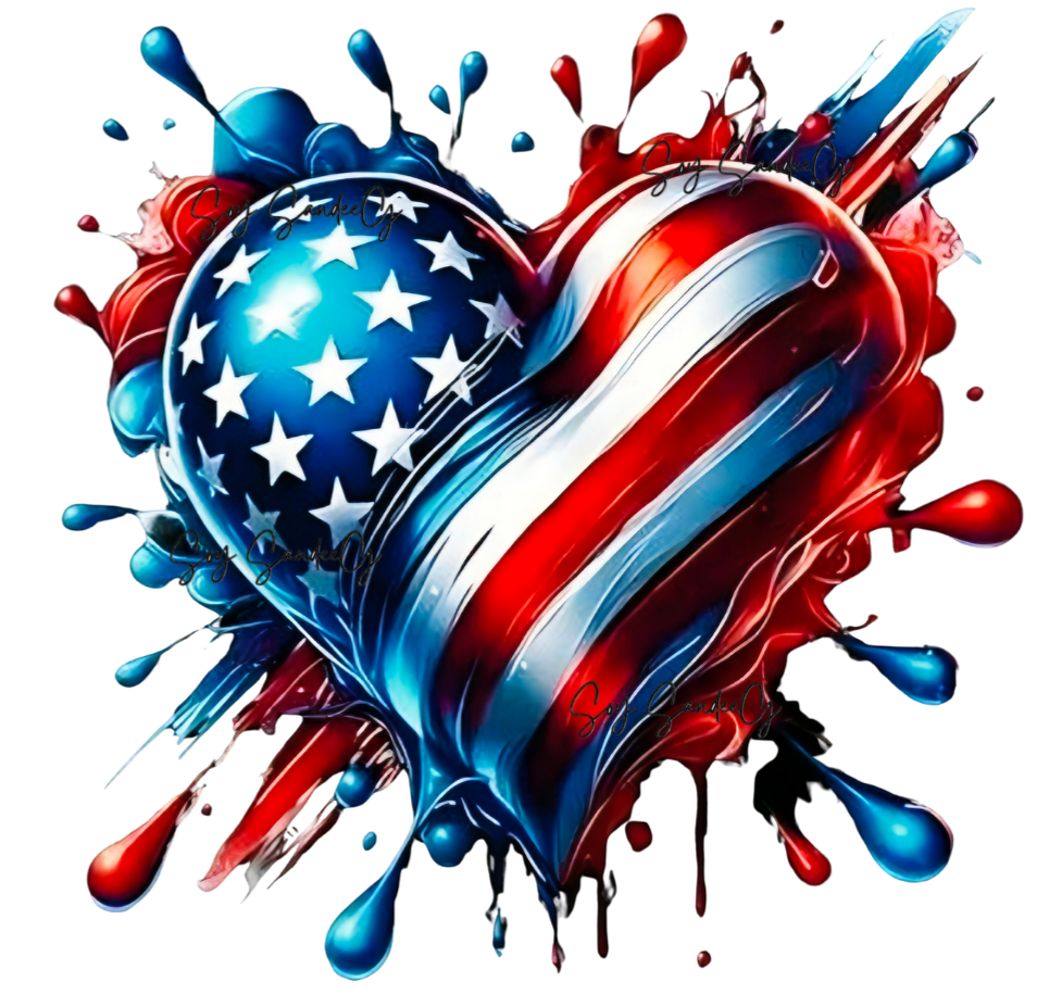USA Heart #2 - UVDTF Decal for cups/hard surfaces sticker