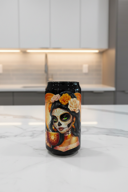 Orange Roses Skully - UVDTF Decal for cups/hard surfaces sticker