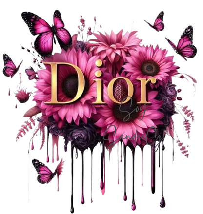Dior Pink Flowers - UVDTF Decal for cups/hard surfaces sticker