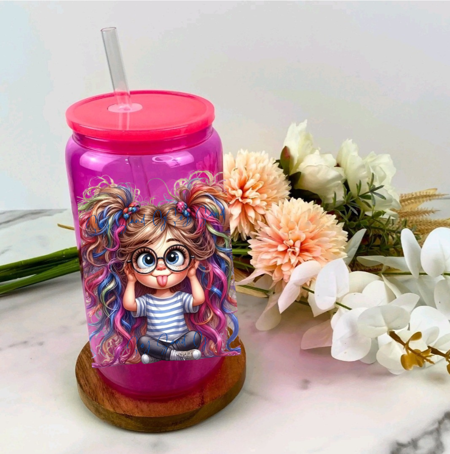 Rainbow Hair Girl - UVDTF Decal for cups/hard surfaces