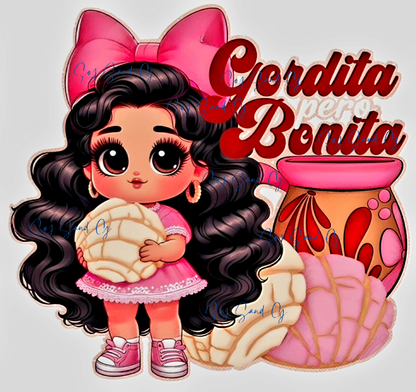 Pink Gordita pero Bonita Girl - UVDTF Decal for cups/hard surfaces