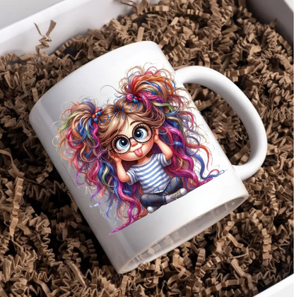 Rainbow Hair Girl - UVDTF Decal for cups/hard surfaces