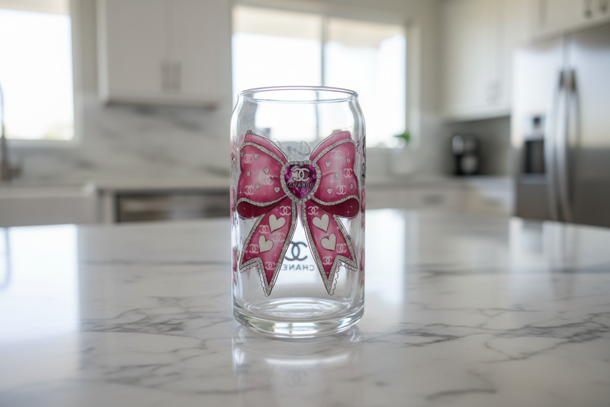 Pink Chanel Bow - UVDTF Wrap for cups/hard surfaces sticker