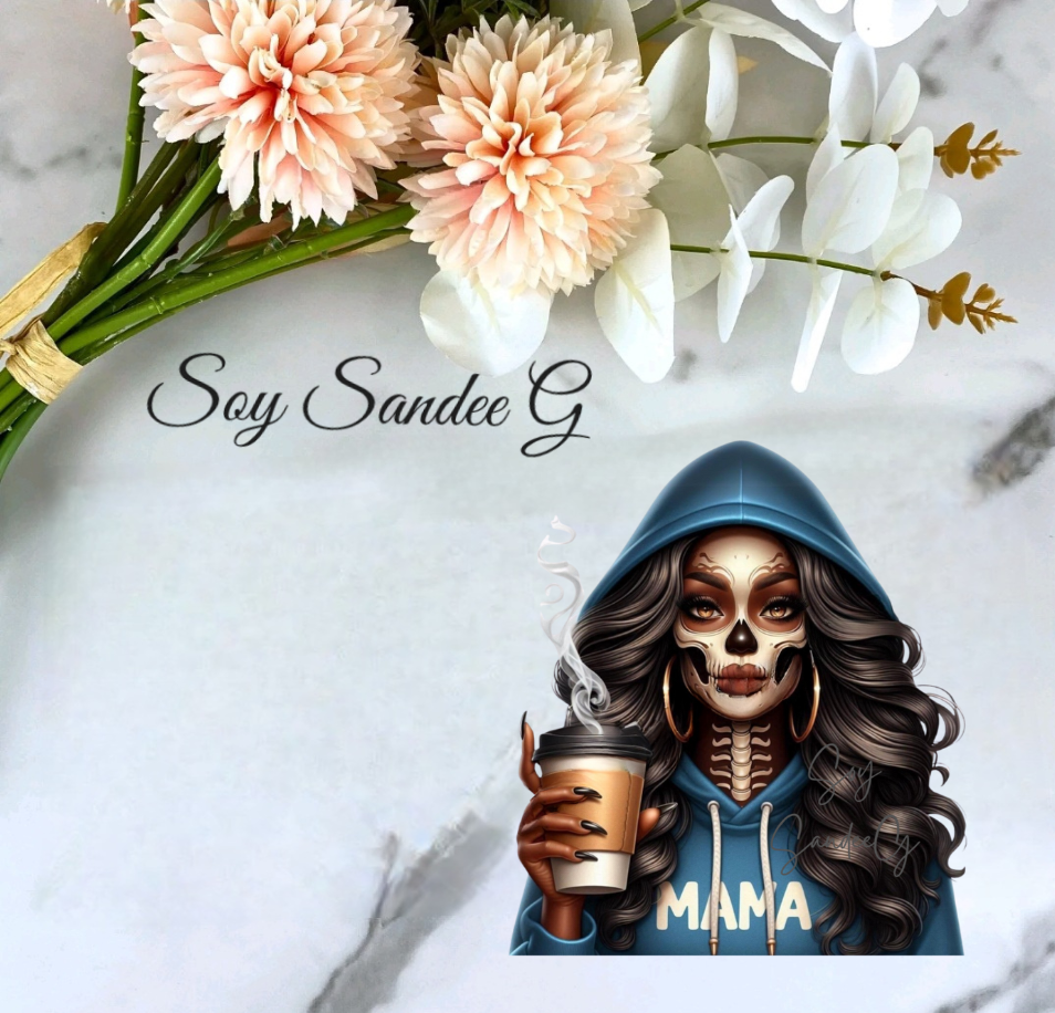 Blue Hoodie Mama Skully - UVDTF Decal for cups/hard surfaces sticker