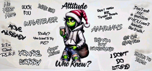 Attitude? Sexy Green Girl - UVDTF Wrap for cup/hard surfaces sticker