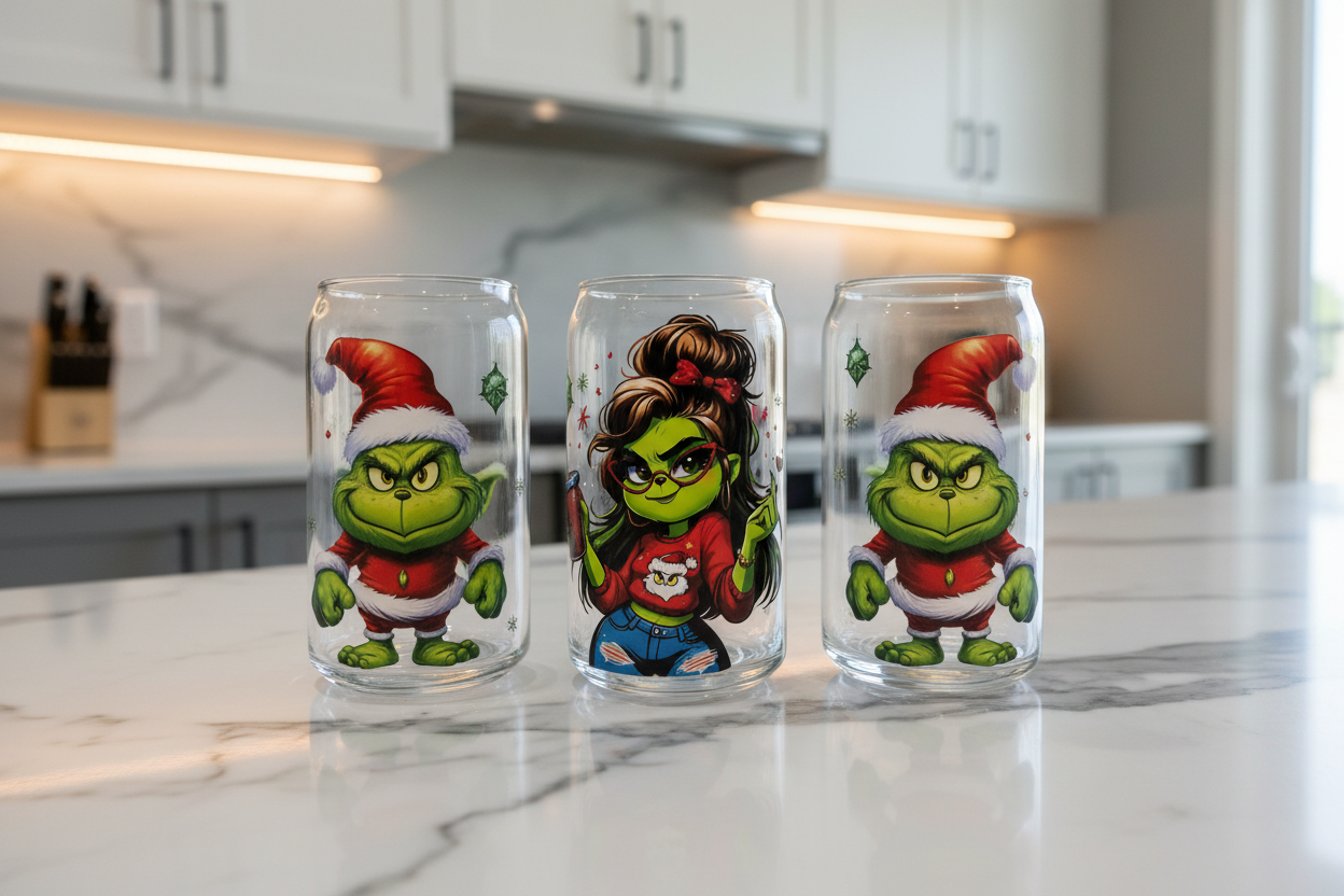 Green Girl & her Christmas Gnomes - UVDTF Wrap for cups/hard surfaces sticker