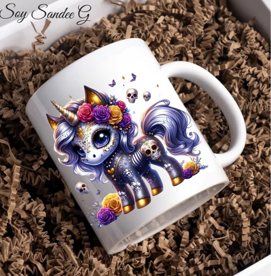 Cute Day of the Dead Unicorn - UVDTF Decal for cups/hard surfaces sticker