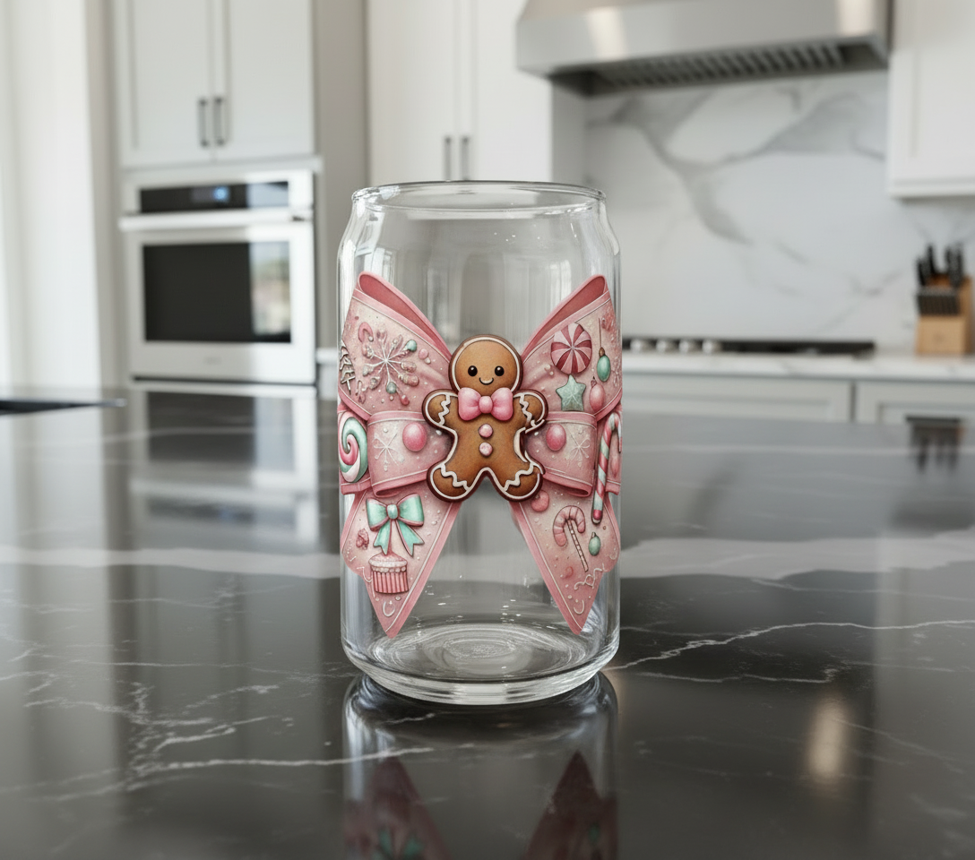 Pink Gingerbread Coquette Bow - UVDTF Decal for cups/hard surfaces sticker