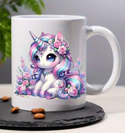 Cute Teal, Pink & Purple Hair Unicorn - UVDTF Decal for cups/hard surfaces