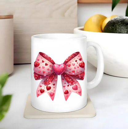 Red Hearts Coquette Bow - UVDTF Decal for cups/hard surfaces