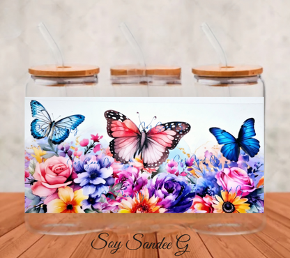 Bright Flowers & 3 Butterflies - UVDTF Wrap for cups/hard surfaces sticker