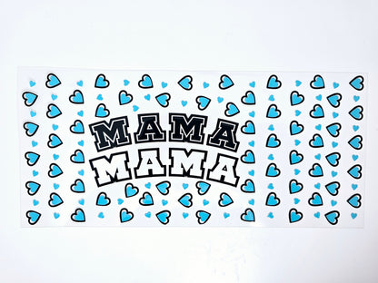 Mama Blue Hearts - UVDTF Wrap for cups/hard surfaces sticker