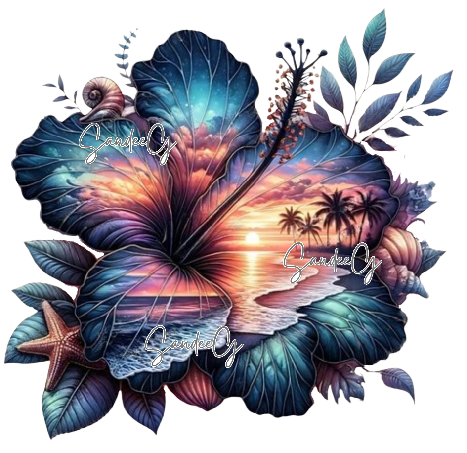 Hibiscus - UVDTF Decal for cups/hard surfaces sticker