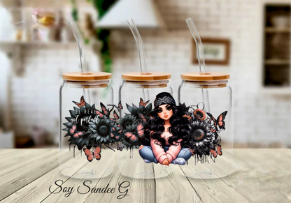 Be Real Not Perfect Girl & Black Sunflowers - UVDTF Wrap for cups/hard surfaces sticker