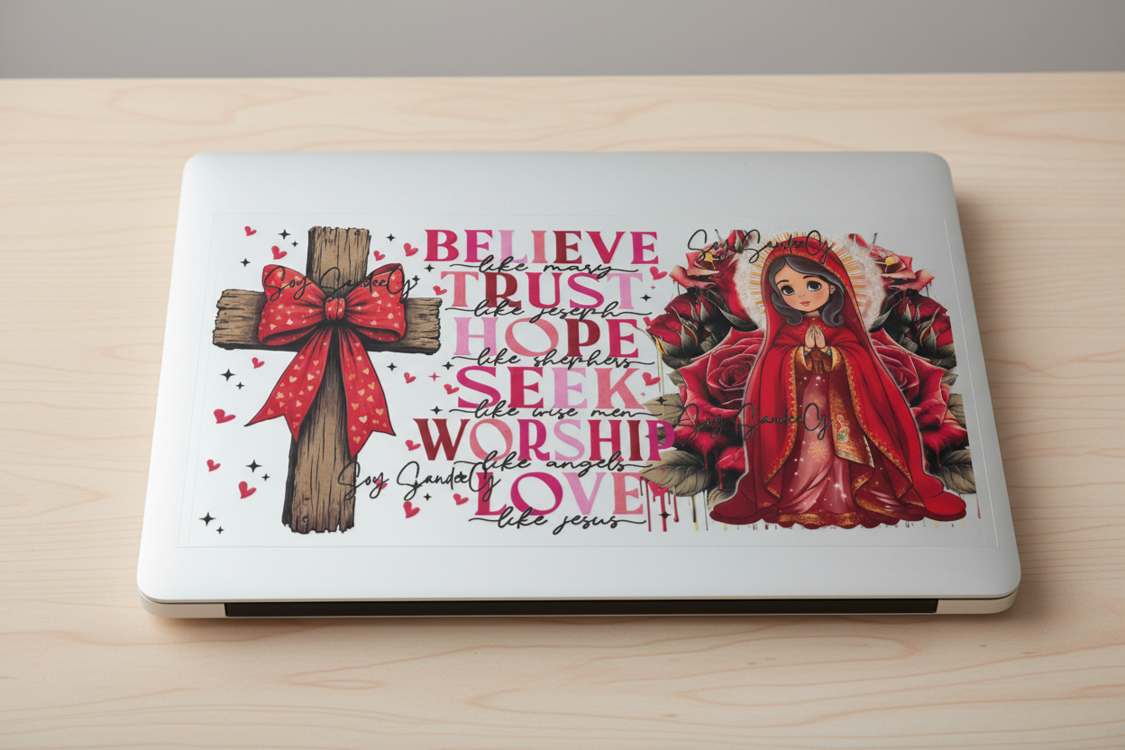 Red Bow Cross - UVDTF Wrap for cups/hard surfaces sticker