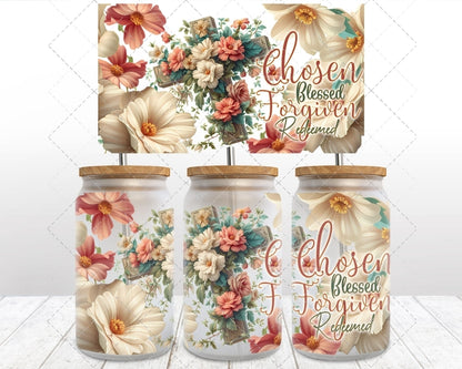 Chosen, Blessed, Forgiven, Redeemed - UVDTF Wrap for cups/hard surfaces sticker