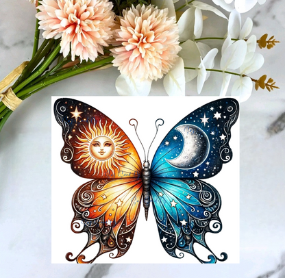 Sun & Moon Butterfly - UVDTF Decal