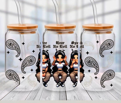 See no Evil, Speak no Evil, Hear no Evil - UVDTF Wrap for cups/hard surfaces sticker