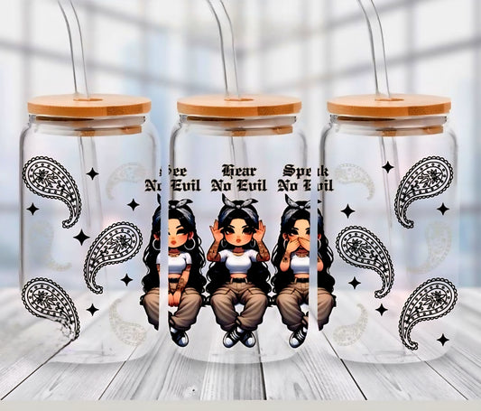 See no Evil, Speak no Evil, Hear no Evil - UVDTF Wrap for cups/hard surfaces sticker