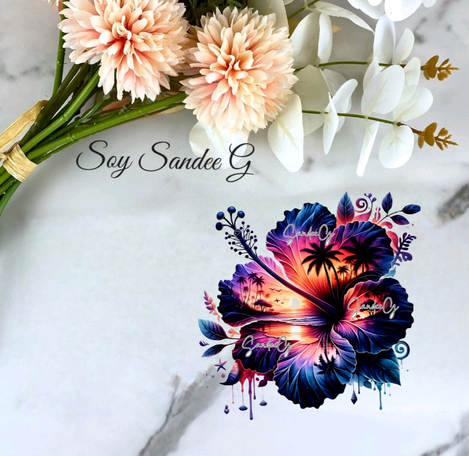 Hibiscus #5 - UVDTF Decal for cups/hard surfaces sticker