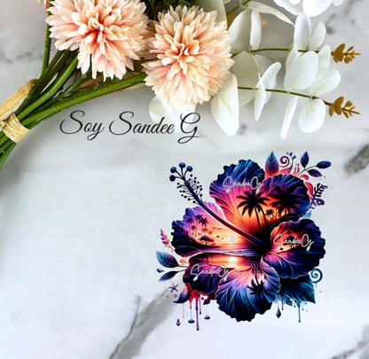 Hibiscus #5 - UVDTF Decal for cups/hard surfaces sticker