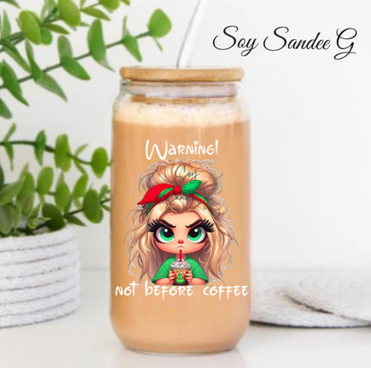 Warning, Not Before Coffee - UVDTF Decal for cups/hard surfaces sticker