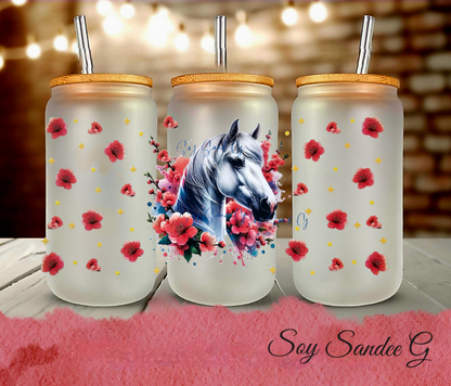 White Horse & Flowers - UVDTF Wrap for cups/hard surfaces sticker