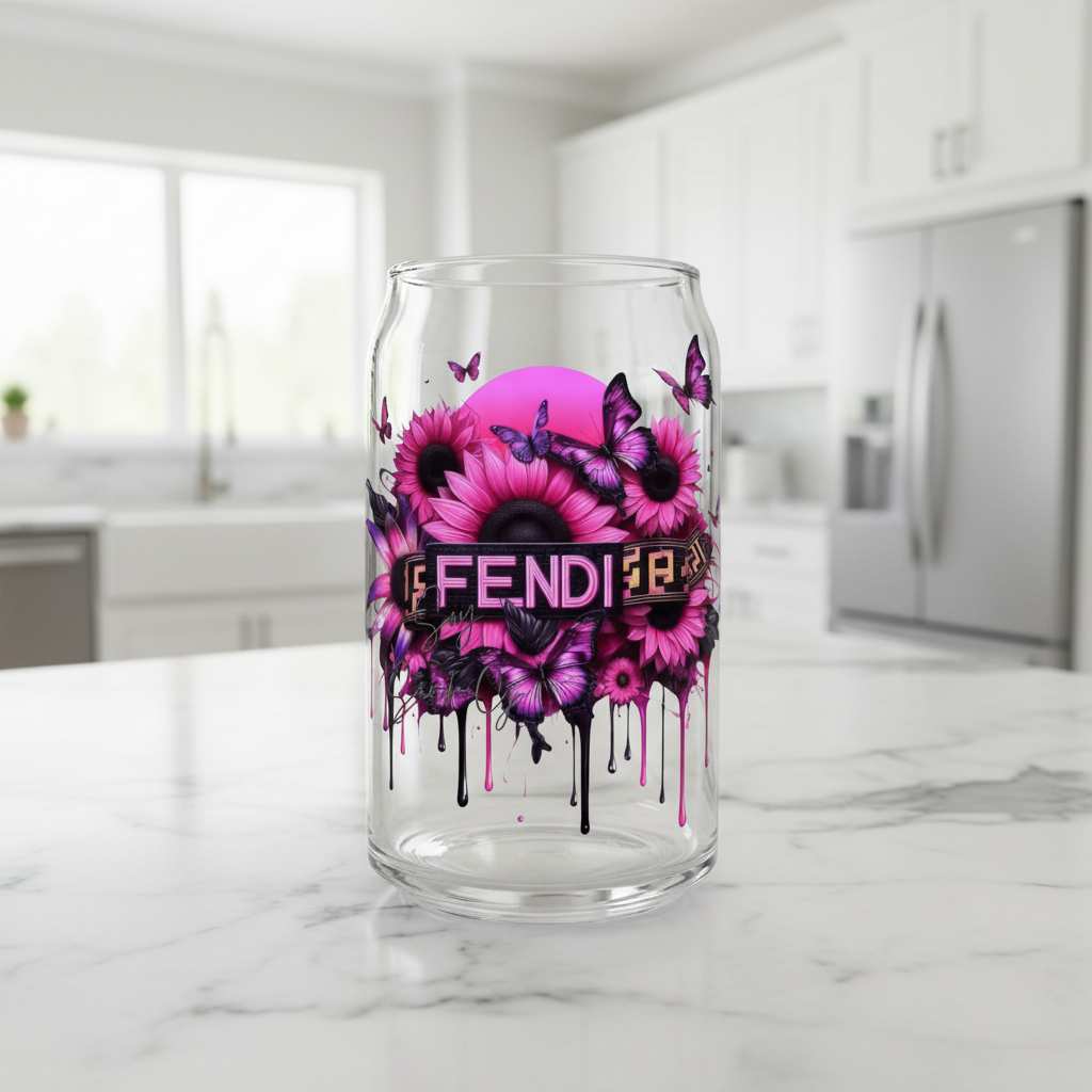 Fendi Pink Flowers - UVDTF Decal for cups/hard surfaces sticker