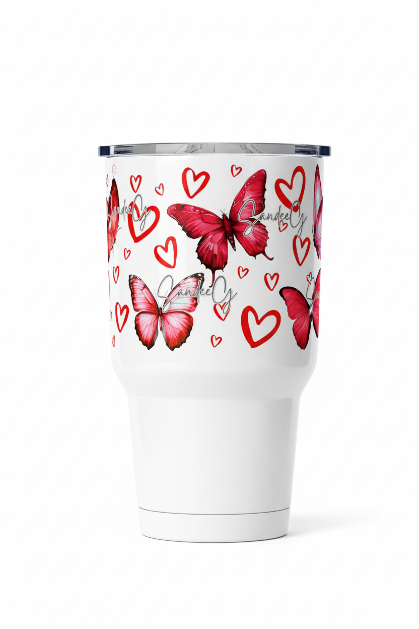 Red Butterflies  - UVDTF Wrap for cups/hard surfaces sticker