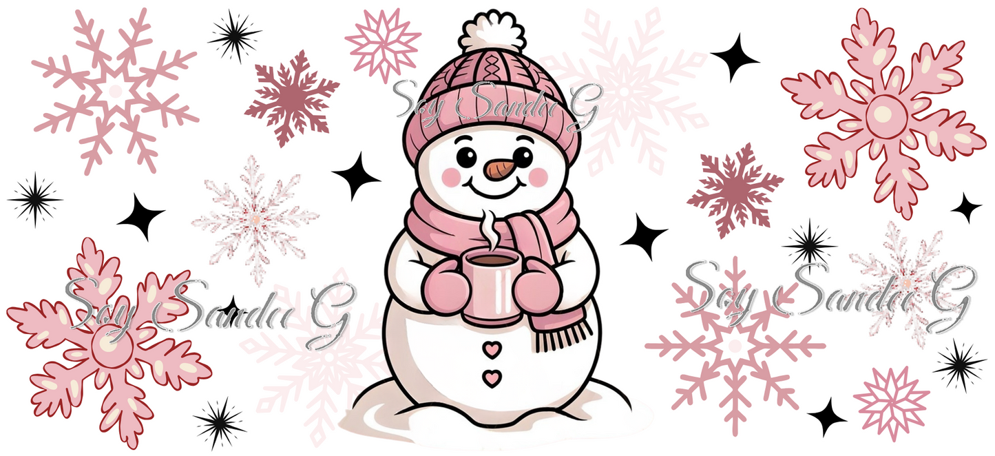 Pink Snowman - UVDTF Wrap for cups/hard surfaces sticker