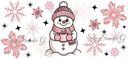 Pink Snowman - UVDTF Wrap for cups/hard surfaces sticker