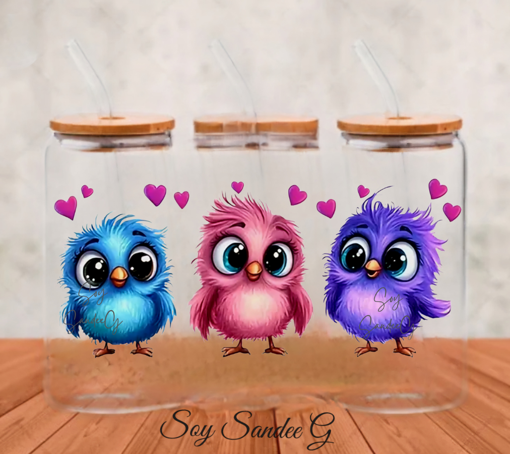 3 Cute Birdies - UVDTF Wrap for cups/hard surfaces sticker