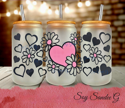 Manta UVDTF de corazones y margaritas