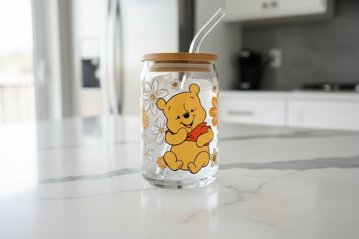Flowered Pooh - UVDTF Wrap for cups/hard surfaces sticker