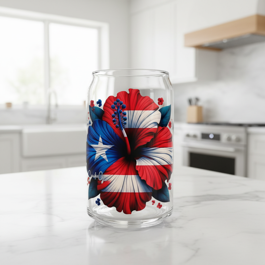 Puerto Rico Hibiscus #2 - UVDTF Decal for cups/hard surfaces sticker