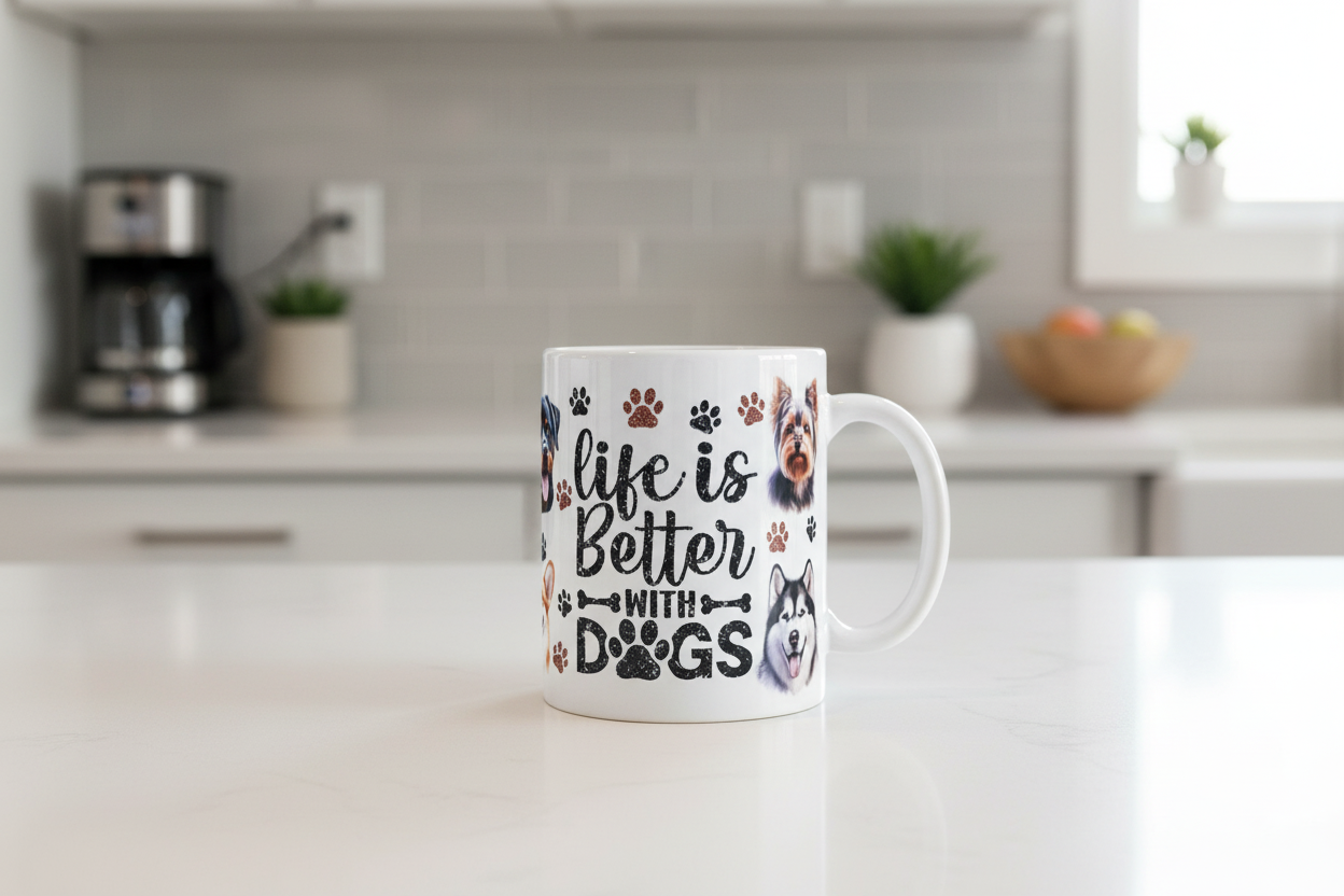 Life is Better with Dogs #7 - UVDTF Wrap for cups/hard surfaces sticker
