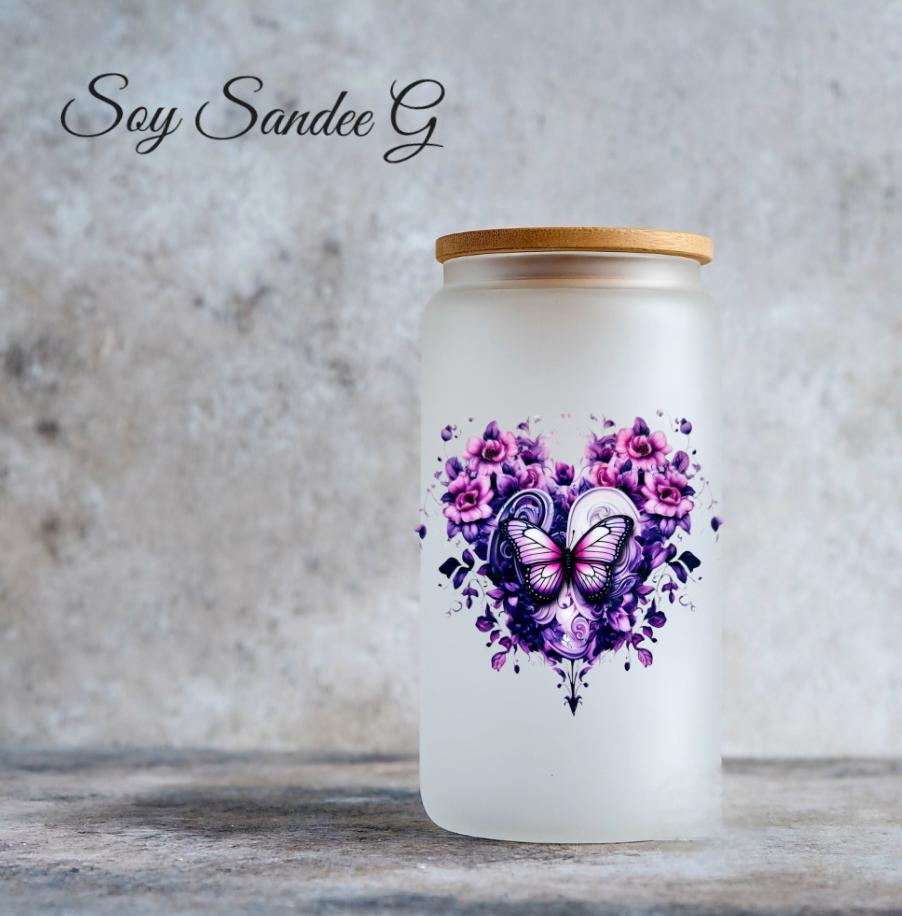 Pink Rose Heart Butterfly - UVDTF Decal for cups/hard surfaces sticker