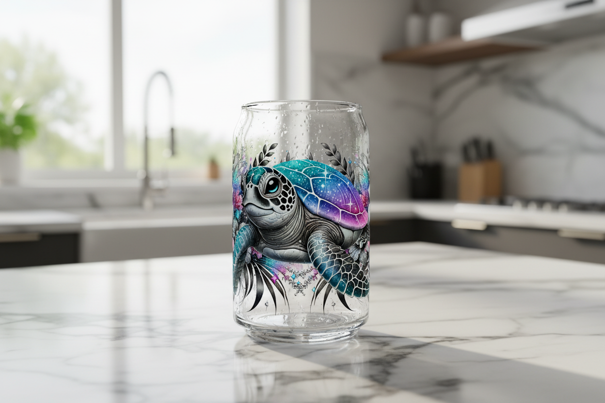 Turtle (Pink, Blue & Teal) - UVDTF Wrap for cups/hard surfaces sticker