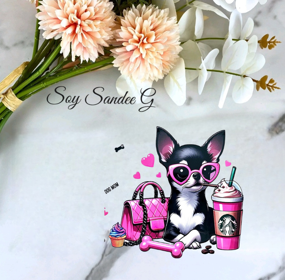 Boujee Chihuahua - UVDTF Wrap for cups/hard surfaces sticker