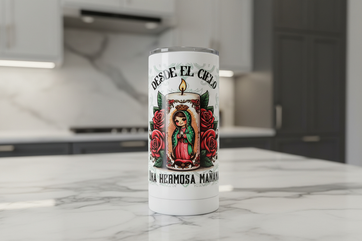 Virgen de Guadalupe Candle - UVDTF Wrap for cups/hard surfaces sticker