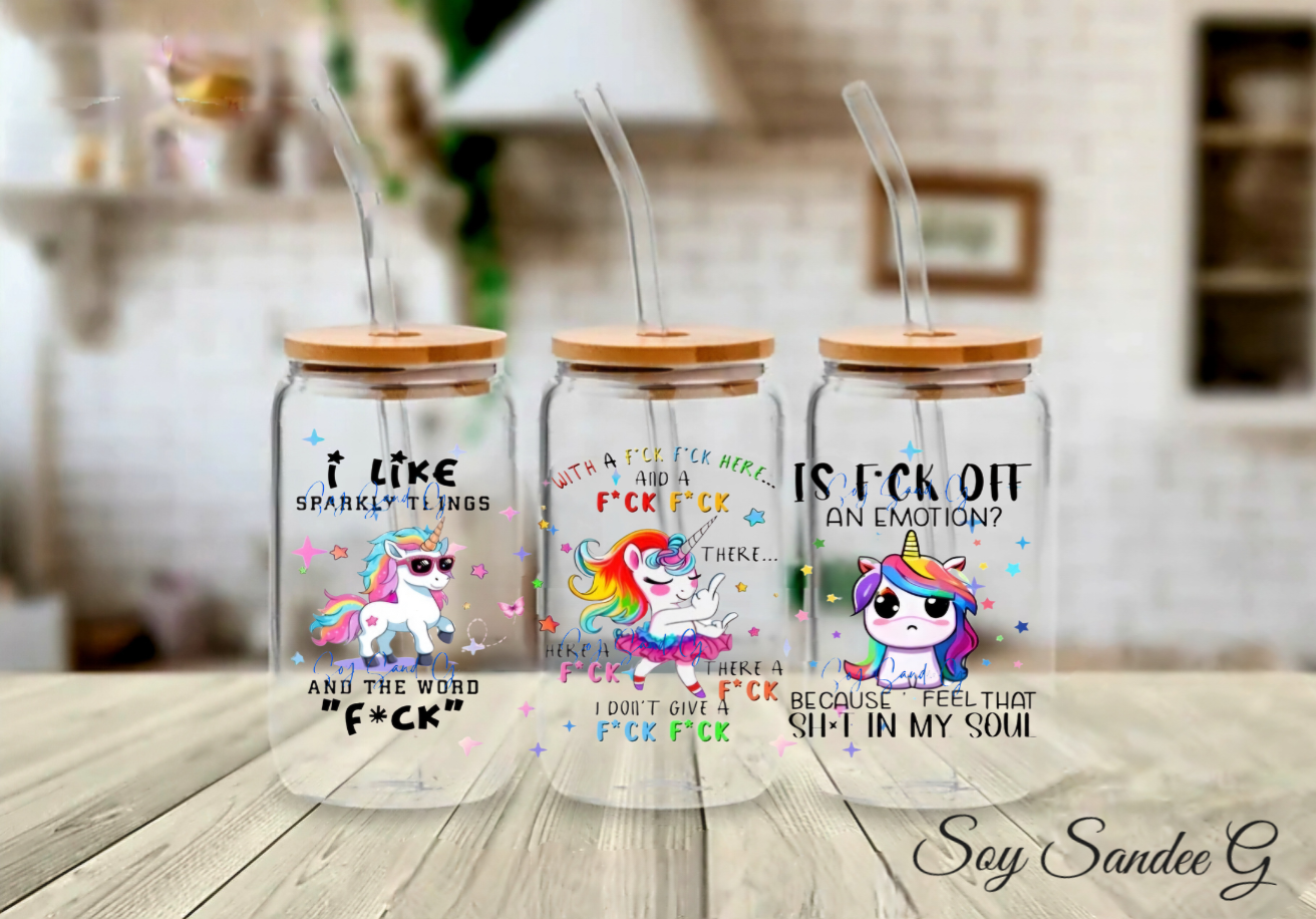 Envoltura UVDTF de unicornio sarcástico