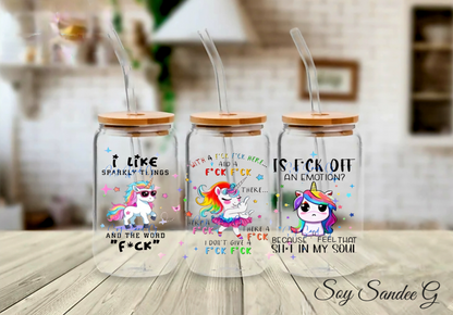 Envoltura UVDTF de unicornio sarcástico