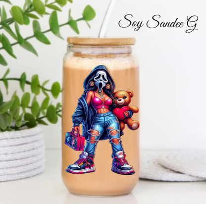 Masked Cutie with her Teddy Bear - UVDTF Decal for cups/hard surfaces sticker