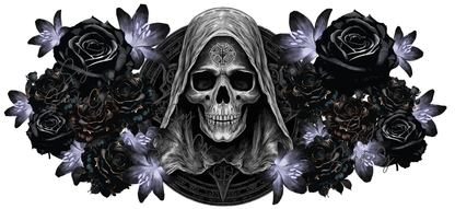 Gothic Skull &amp; Black Roses - UVDTF Wrap for cups/hard surfaces sticker
