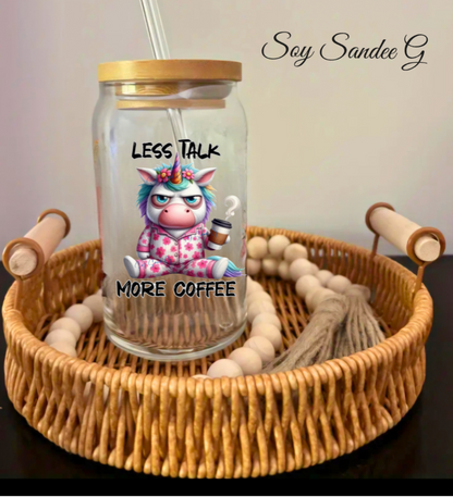 Less Talk More Coffee Unicorn - UVDTF Decal for cups/hard surfaces sticker